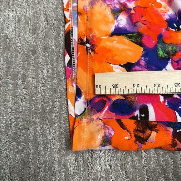 LRL Lauren Ralph Lauren Dress Womens 10 Orange Purple Floral Ruched Cowl Neck - Picture 8 of 10